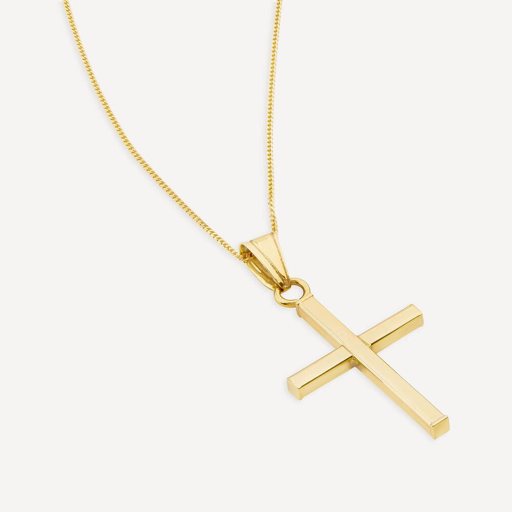 9ct Gold Cross Pendant (Chain Included) image number 4