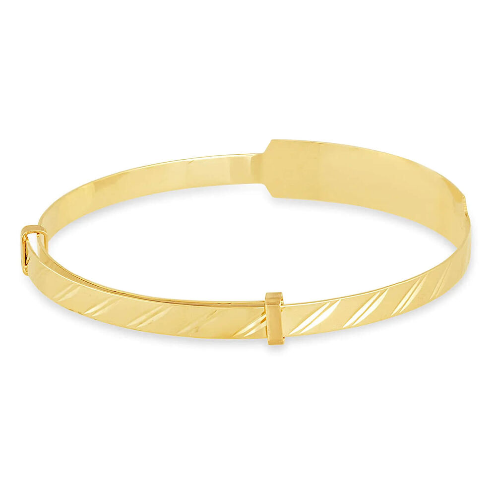 9ct Yellow Gold Baby Bangle with ID Plate image number 1