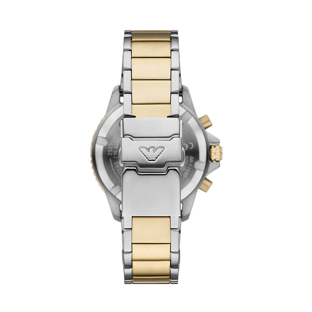 Emporio Armani World Explorer Chronograph 43.5mm Black Dial Two Tone Steel Bracelet Watch image number 3