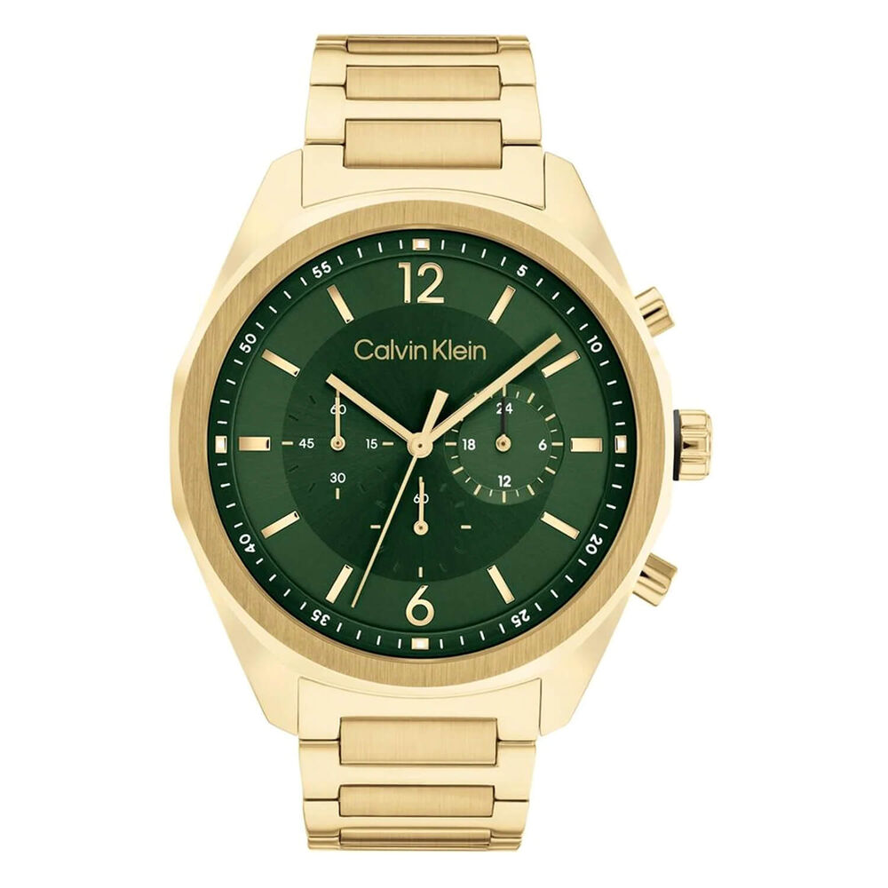 Calvin Klein 45mm Green Dial Yellow Gold Plated Bracelet Watch image number 0