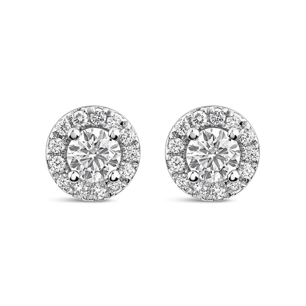 Born 9ct White Gold Lab Grown 0.82ct Diamond Halo Stud Earrings image number 0