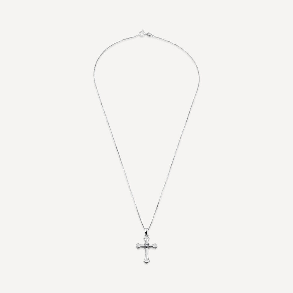 Sterling Silver Cubic Zirconia Cross Pendant image number 2