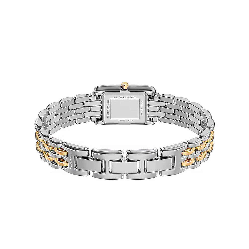 Michael Kors Petite Essex 20x27mm White Dial Two Tone Stainless Steel Bracelet Watch