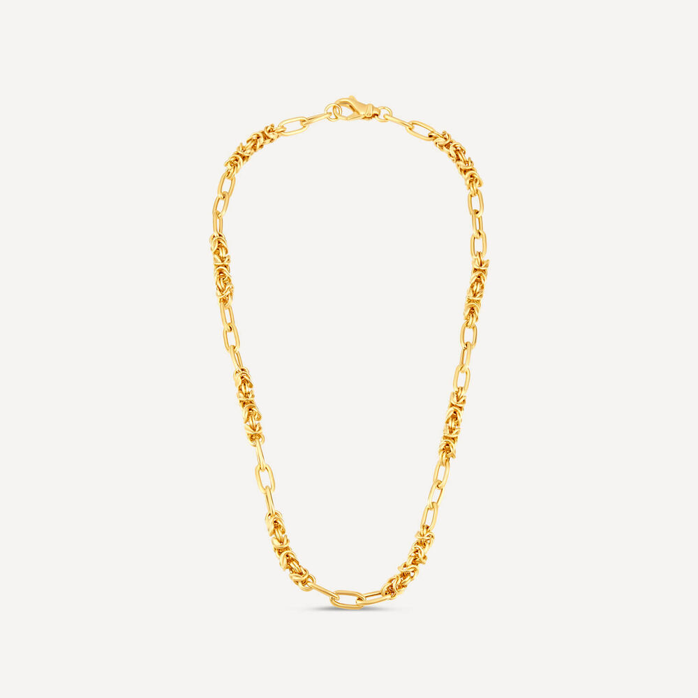 Sterling Silver & Yellow Gold Plated Twist & Open Link Necklet image number 2