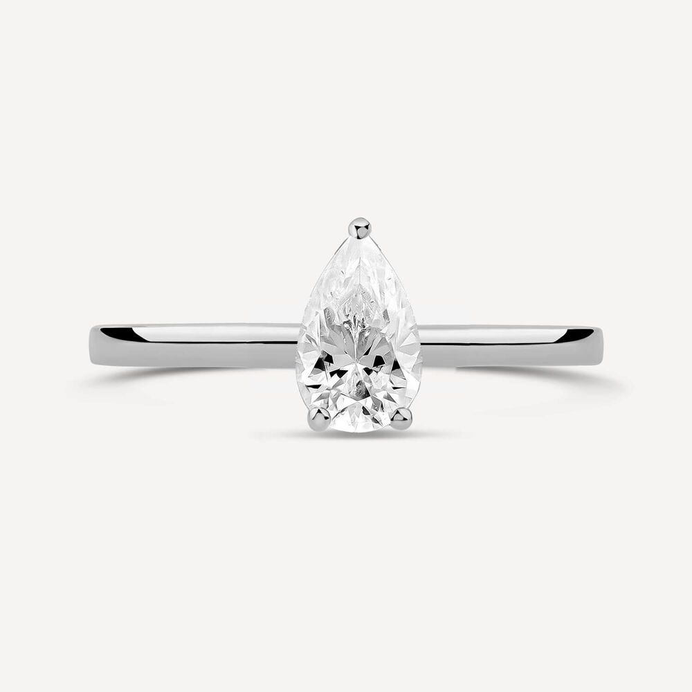9ct White Gold Pear Cubic Zirconia Promise Ring image number 1
