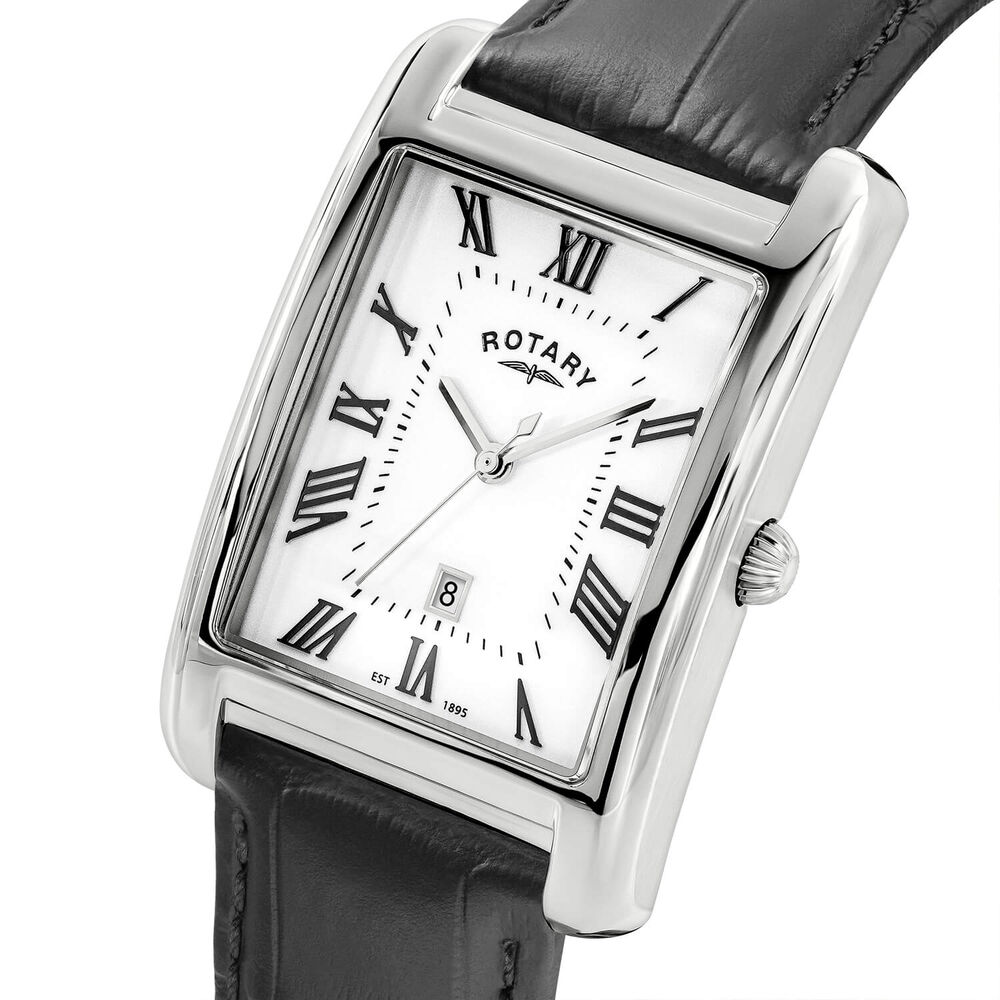 Rotary Heritage Astoria 29x36mm White Dial Black Leather Strap Watch