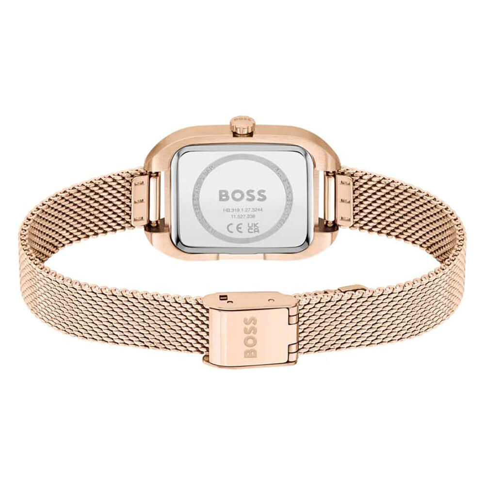 BOSS Balley 25x35mm Grey Dial Rose Gold Mesh Bracelet Watch image number 2