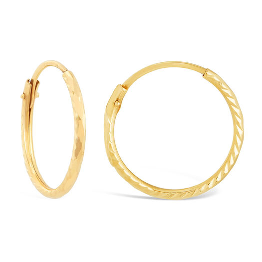 Ladies 9ct Gold Small 12mm hoop Earrings