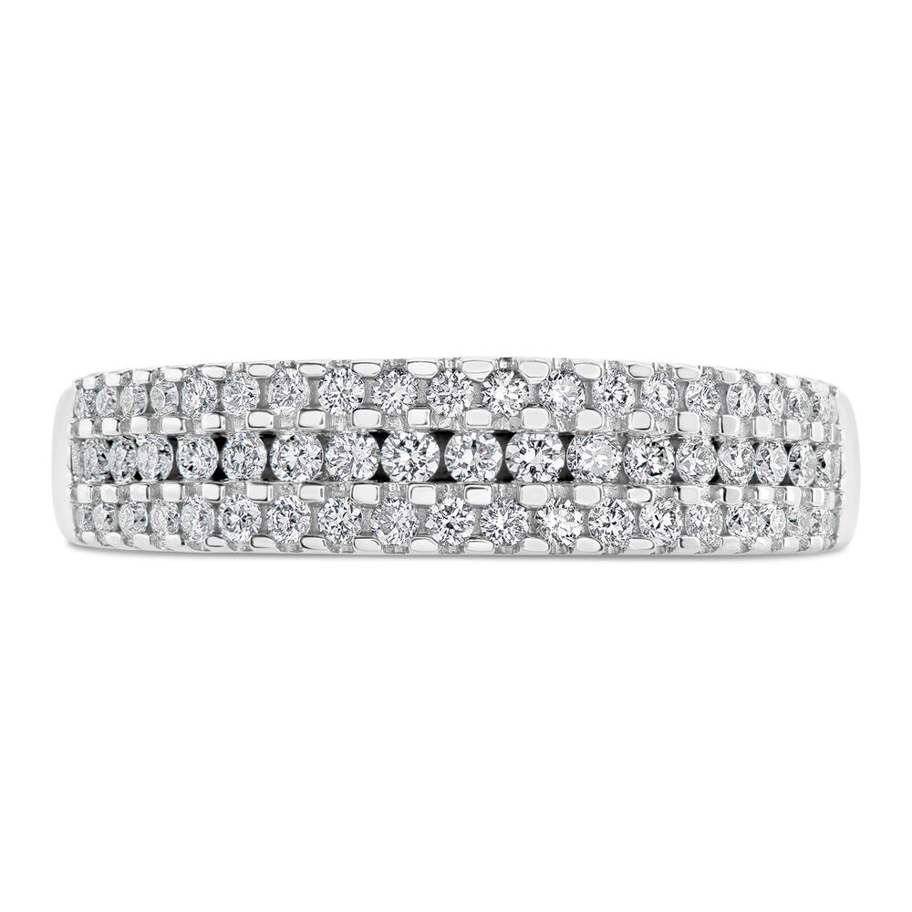 18ct White Gold 0.33ct Diamond Three Row Eternity Ring image number 1