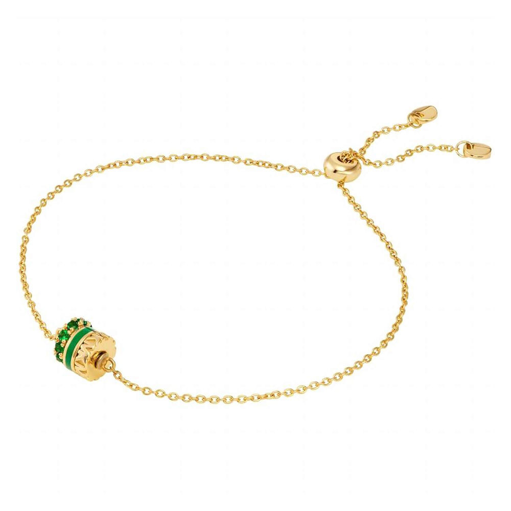 Michael Kors Yellow Gold Green Crystal Charm Bracelet