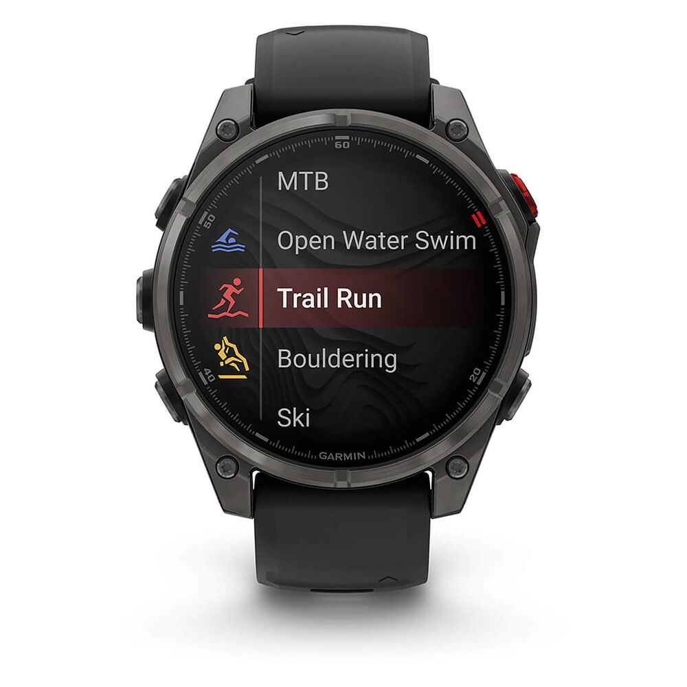 Garmin fenix 8 Pro AMOLED 47mm Carbon Grey DLC Titanium Case Black Silicon Strap Watch