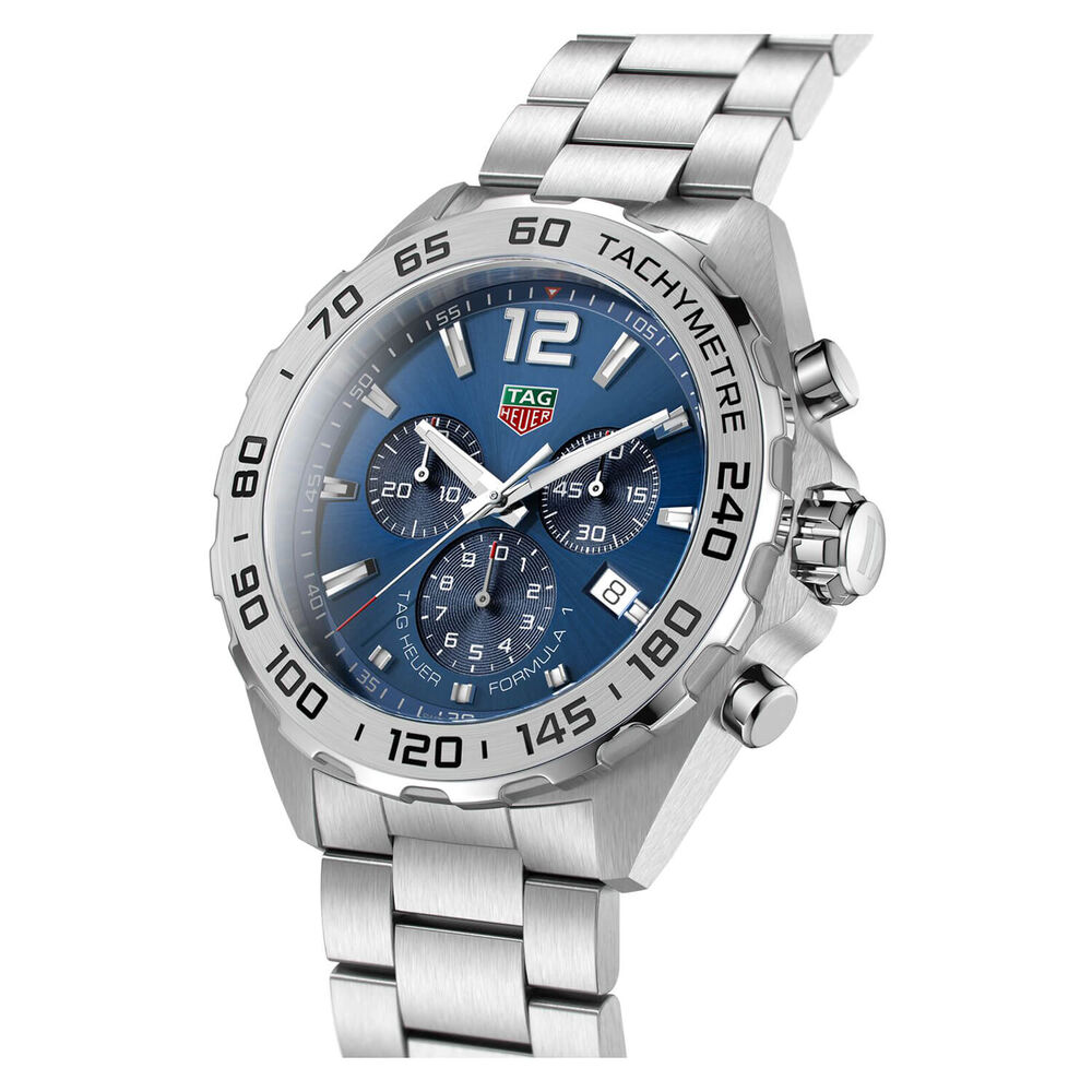 TAG Heuer F1 Tachymetre Blue Dial Steel Bracelet Men's Watch image number 2