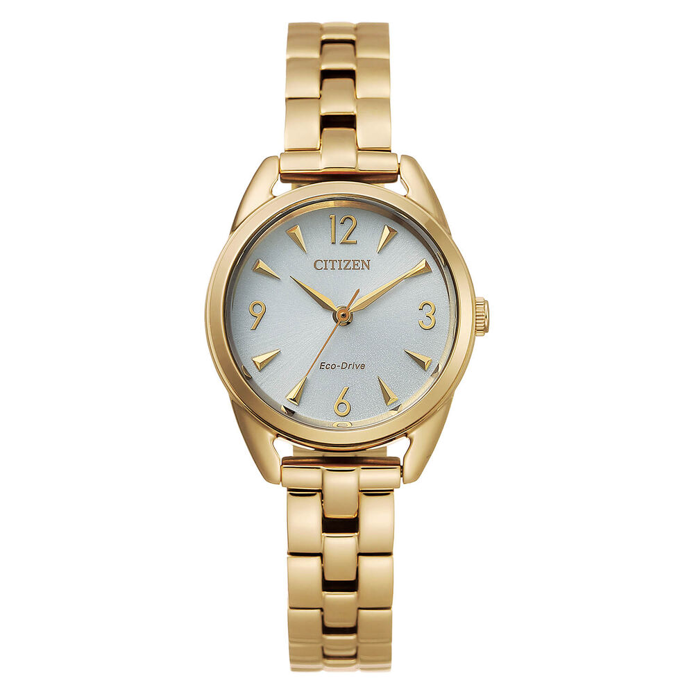 Citizen Eco Drive Silver Dial Gold Plated Bracelet Watch