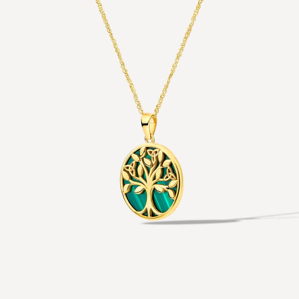9ct Yellow Gold Malachite Tree of Life Pendant