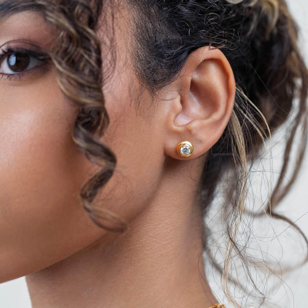 Born Orbit 9ct Yellow Gold Lab Grown 1.00ct Diamond Round Stud Earrings