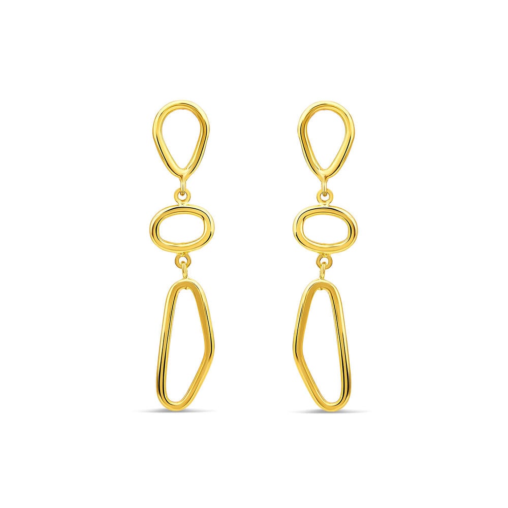 Yellow Gold Plated Sterling Silver Open Tear Loop Drop Earrings