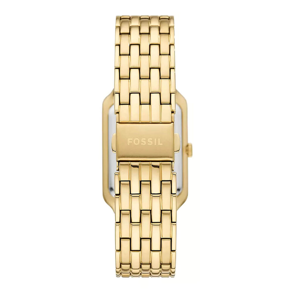 Fossil Raquel 26mm Rectangular Pearlised Dial Yellow Gold IP Case & Bracelet Watch image number 1
