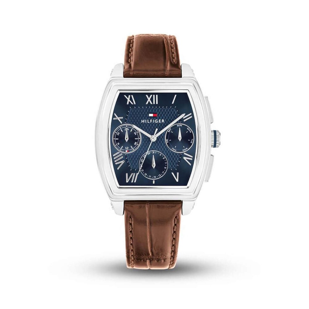 Tommy Hilfiger Oxford 36mm Blue Dial Brown Leather Strap Watch