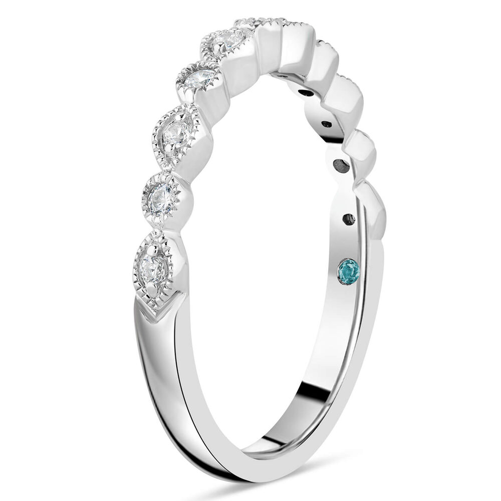 Kathy de Stafford 18ct White Gold "Freya" Vintage Pave Round Marquise Diamond 0.10ct Wedding Ring image number 3
