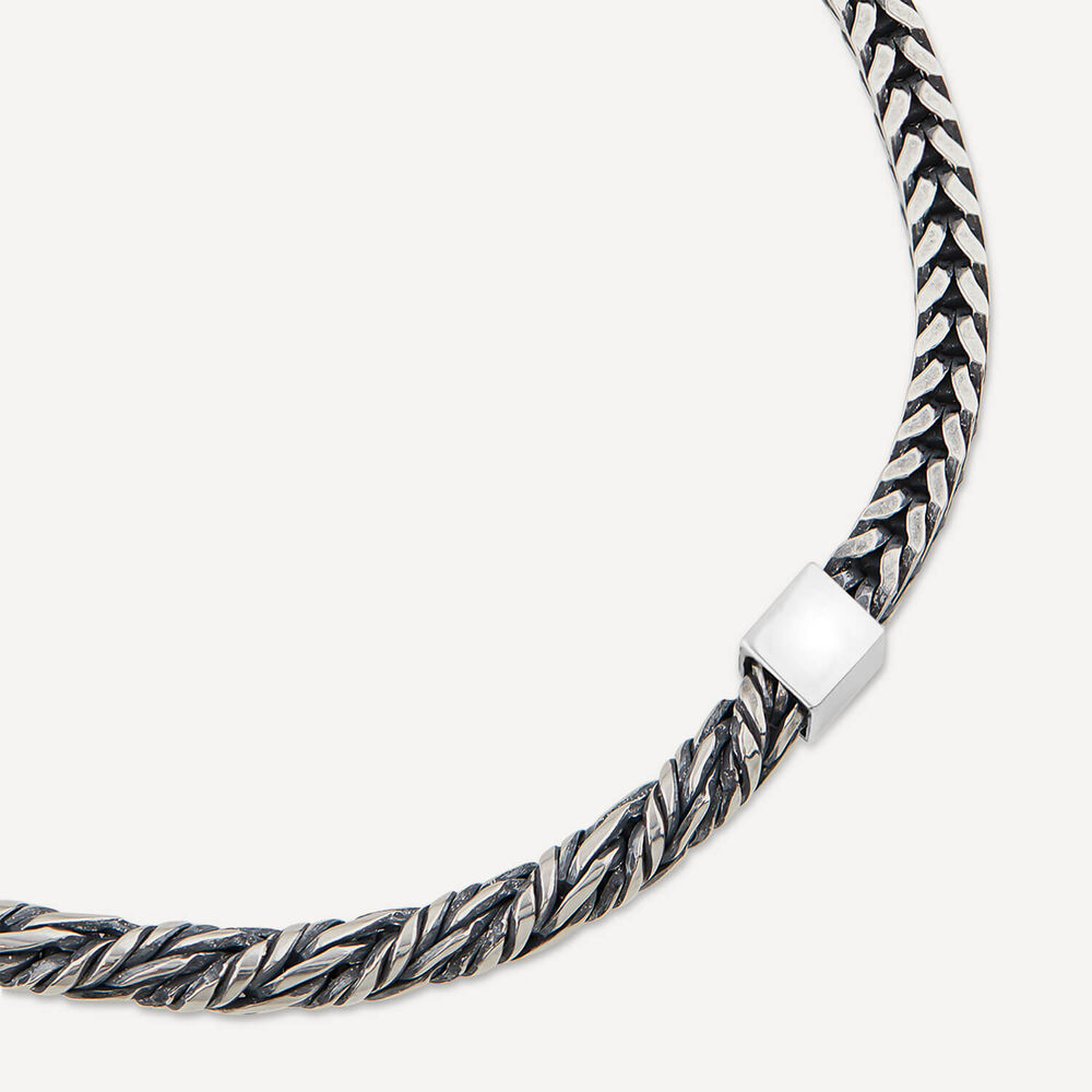 Sterling Silver Oxidised Rope & Herringbone Link Bracelet image number 1