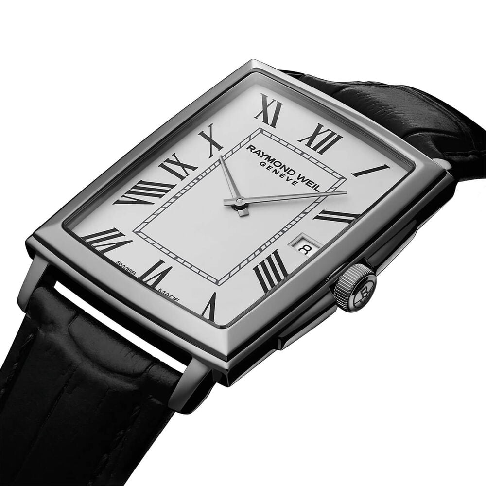 Raymond Weil Toccata 37x29mm White Dial Black Leather Strap Watch