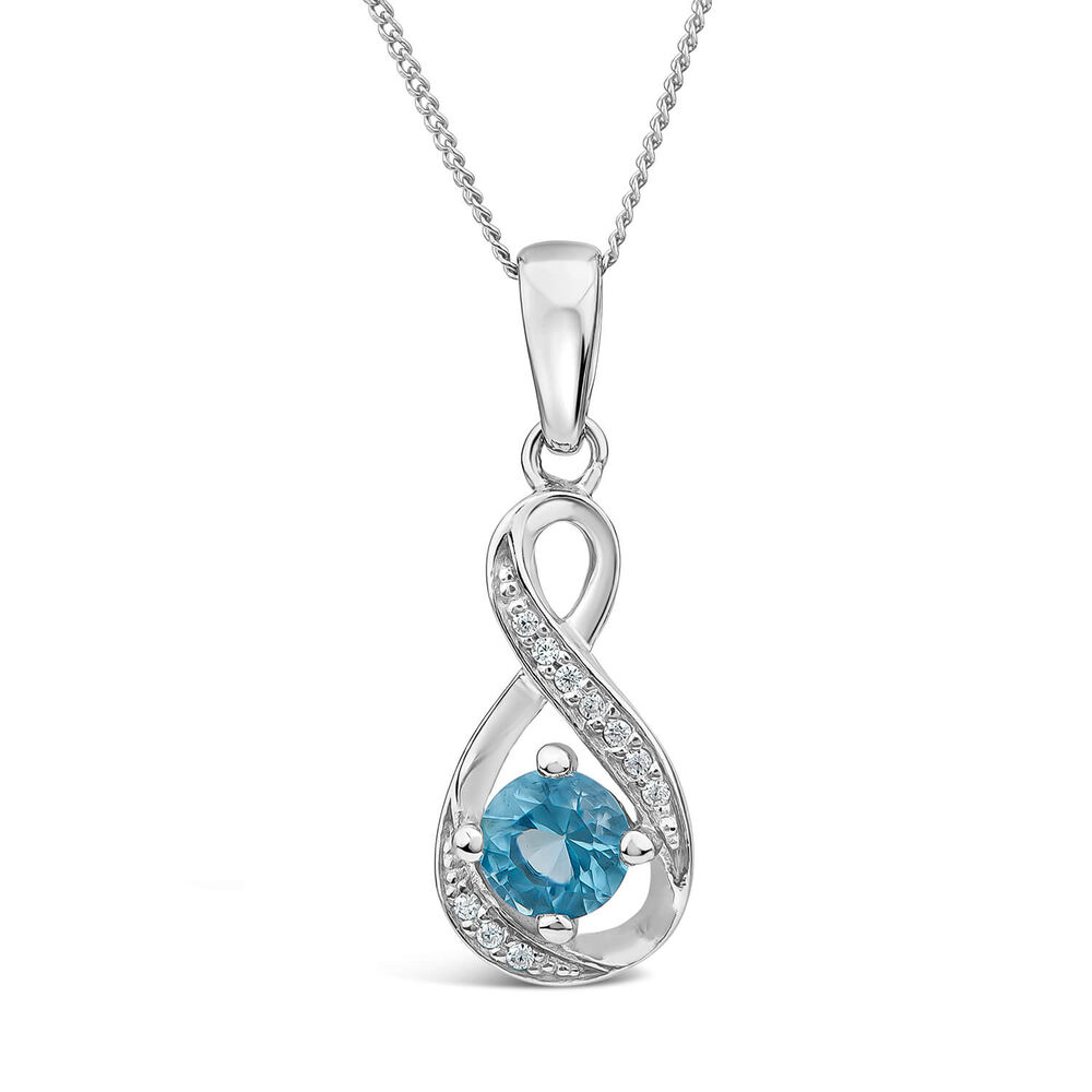Sterling Silver and Cubic Zirconia March Birthstone Pendant (Chain Included) image number 0