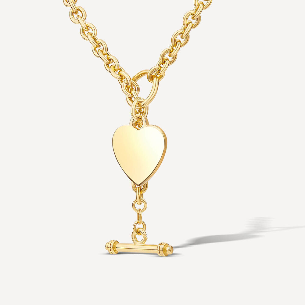 Yellow Gold Plated Sterling Silver Heart Belch Necklet image number 1