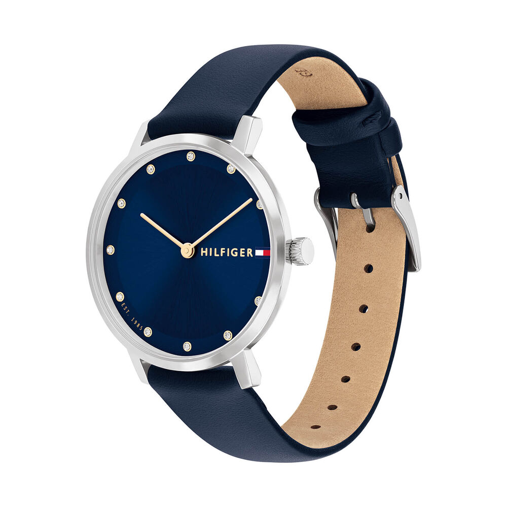 Tommy Hilfiger 34mm Blue Dial Navy Leather Strap Watch image number 1