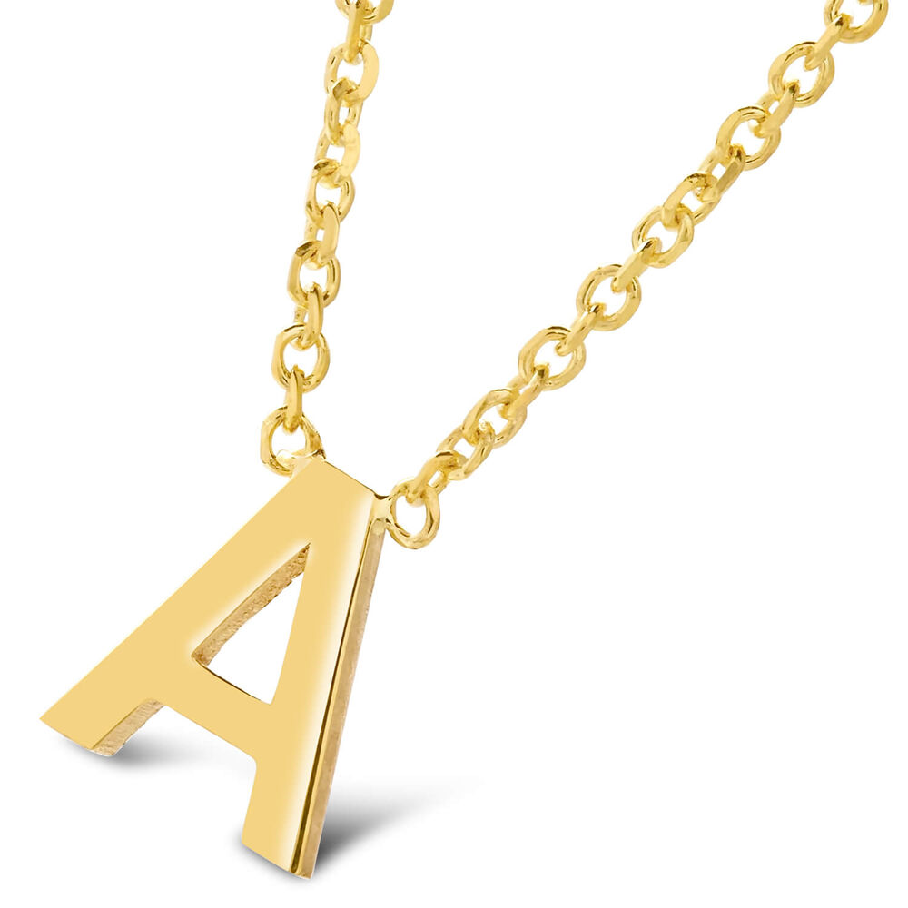 9 Carat Yellow Gold Petite Initial A Necklet (Chain Included) image number 1
