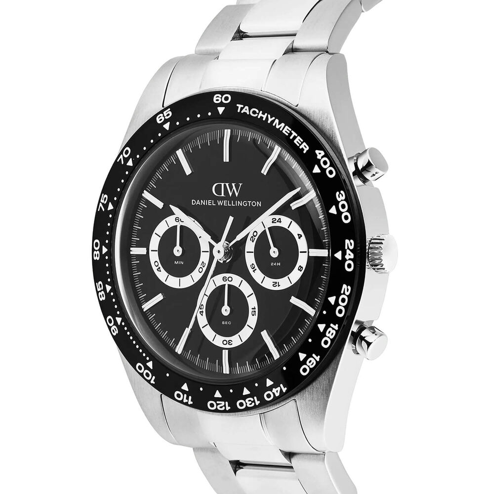Daniel Wellington Iconic Tachymeter 42mm Black Dial Stainless Steel Bracelet Watch