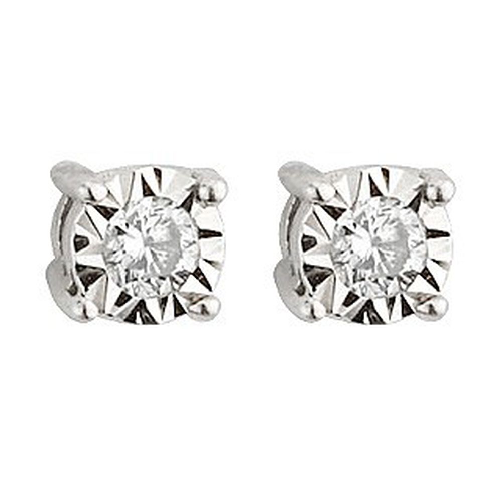 9ct White Gold Illusion 0.07ct Diamond Stud Earrings image number 0