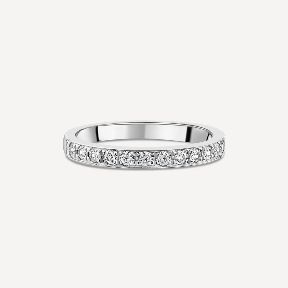 9ct White Gold 2.5mm 0.30ct Diamond Pave Set Wedding Ring image number 2