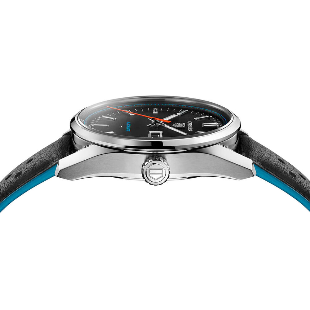 TAG Heuer Carrera Day-Date 41mm Black Dial Leather Strap Watch image number 3