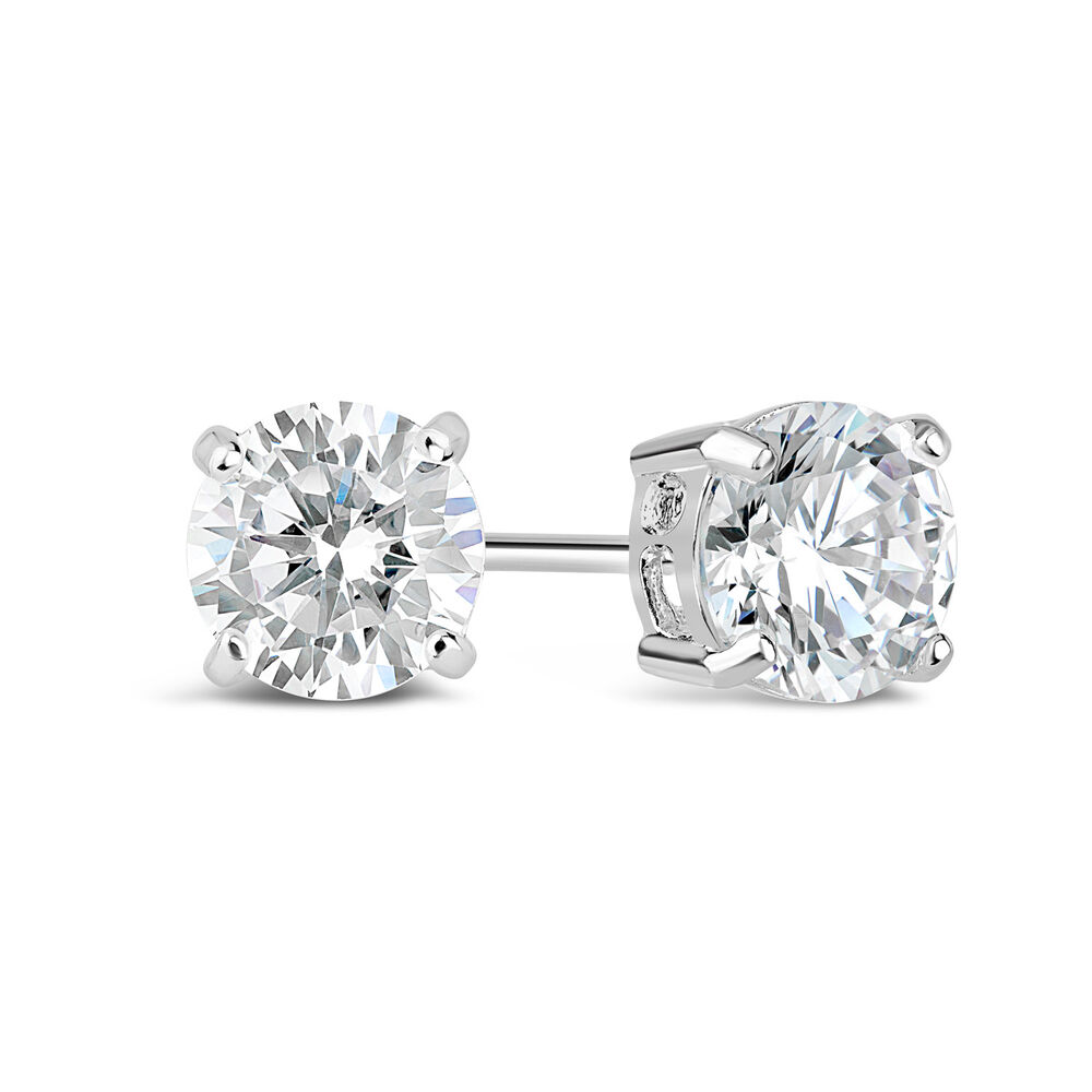 Silver 7mm cubic zirconia stud earrings