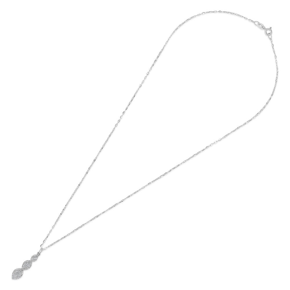 9ct White Gold 0.15ct Diamond Pave Twisted Drop Pendant image number 3