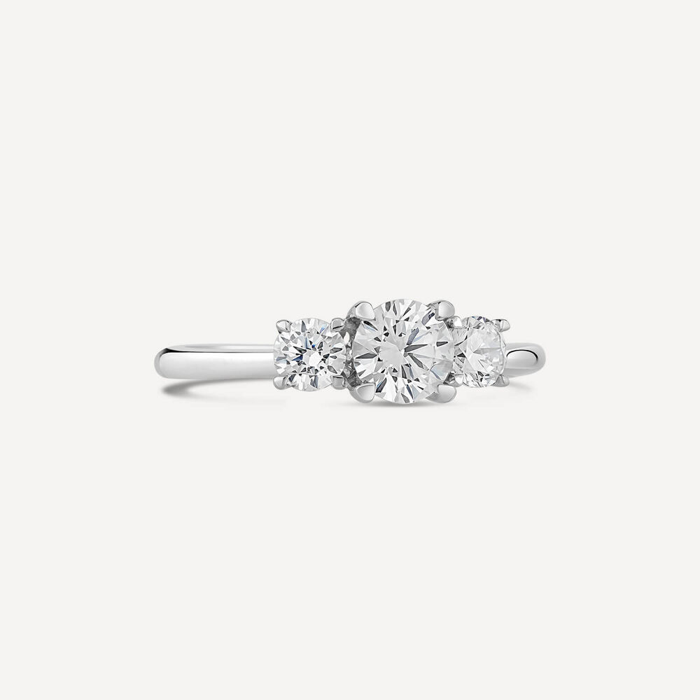 Platinum Three Stone 1 Carat Graduated Diamond Ring image number 5