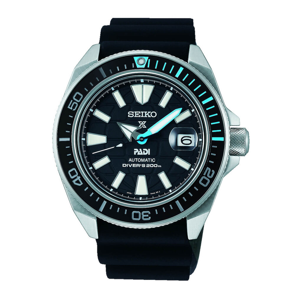 Seiko Prospex ‘King Samurai’ PADI Automatic Blue Dial Black Silicone Strap Mens Watch