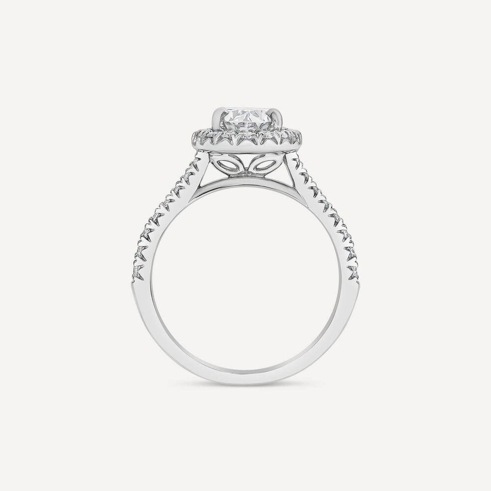 Born Platinum 1.92ct Lab Grown Oval Halo & Diamond Sides Ring image number 3