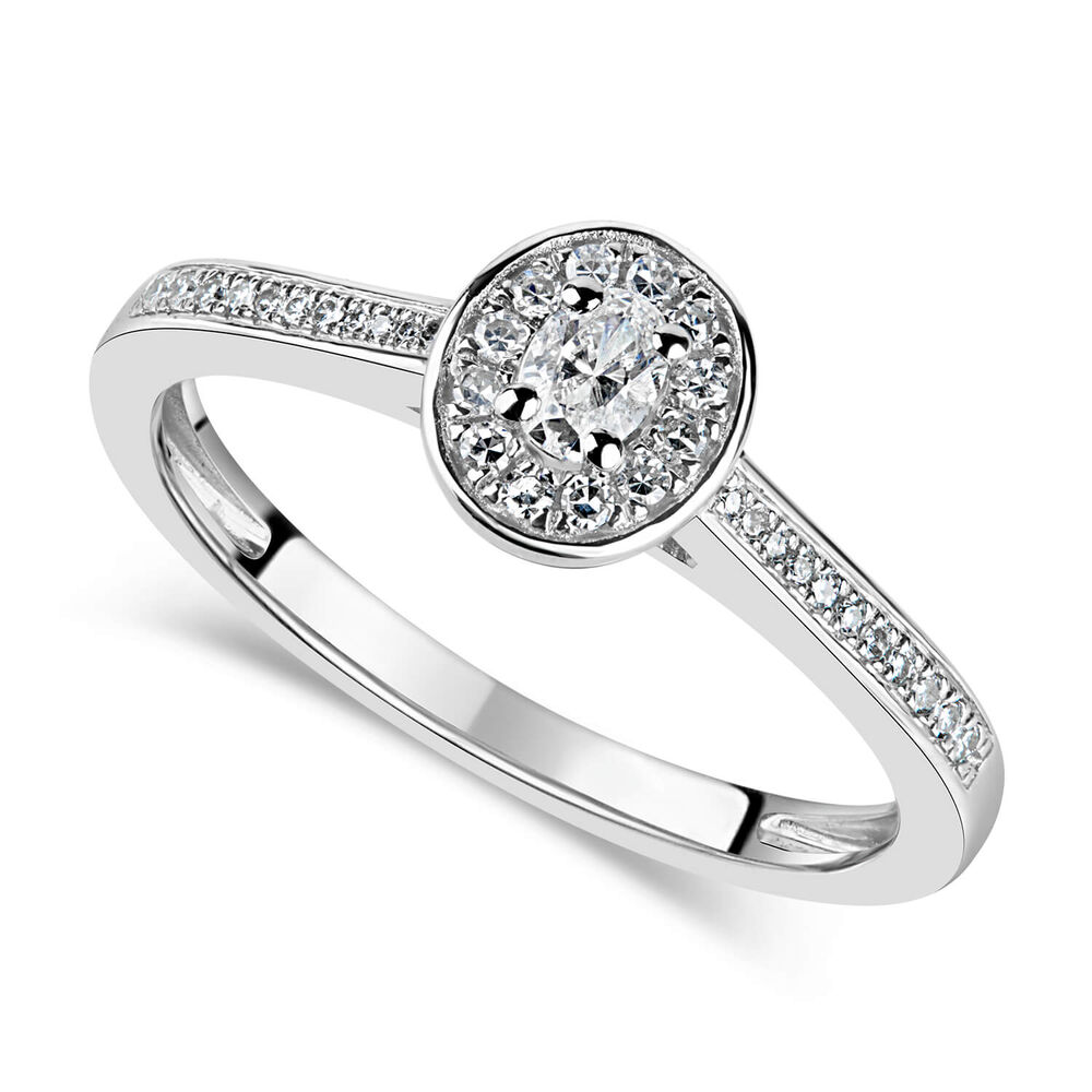 9ct White Gold 0.20ct Diamond Oval Cluster Ring image number 0
