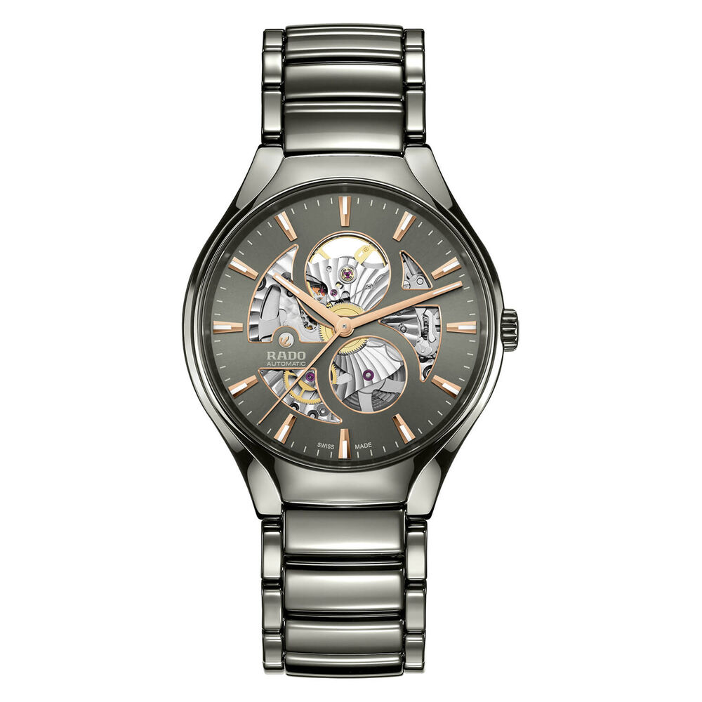Rado True Round Automatic Open Heart 40mm Grey Dial High-Tech Ceramic Bracelet Watch image number 0