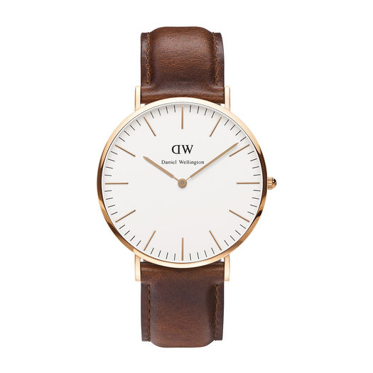 Daniel Wellington Classic St Mawes men's rose gold-plated and brown leather strap watch