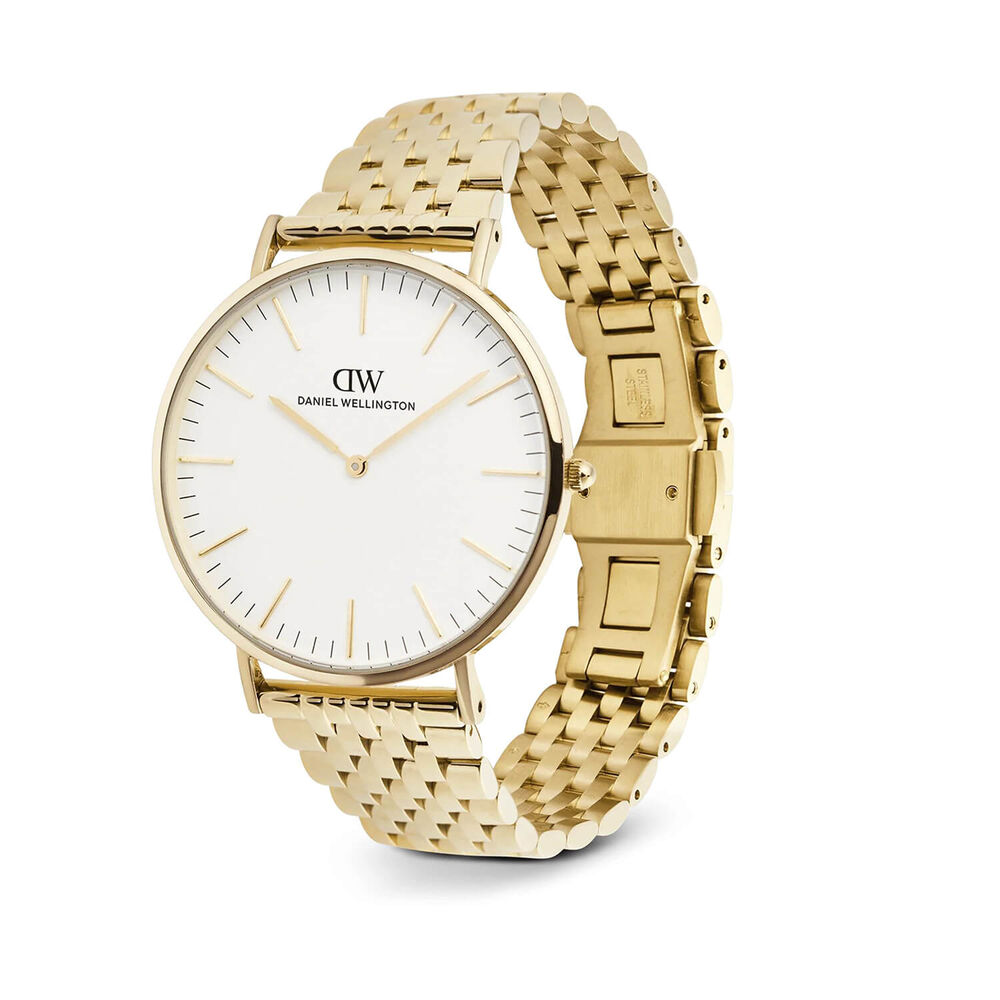 Daniel Wellington Classic 40mm White Dial Gold Tone Stainless Steel Bracelet Watch
