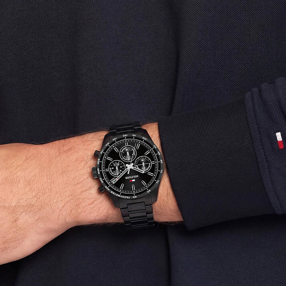 Tommy Hilfiger 42mm Black Dial Black Ion Plated Steel Bracelet Watch