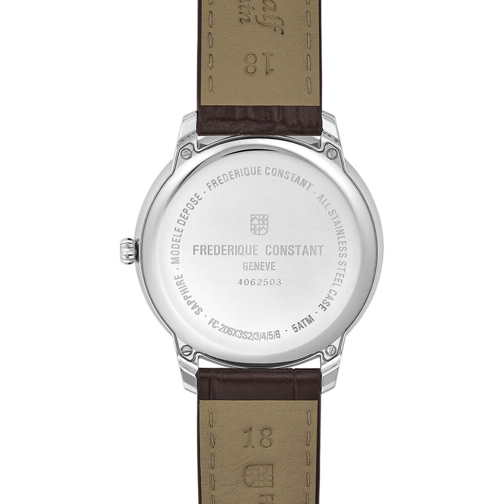 Frederique Constant Classics Moneta Moonphase 37mm Silver Dial Brown Leather Strap Watch image number 2