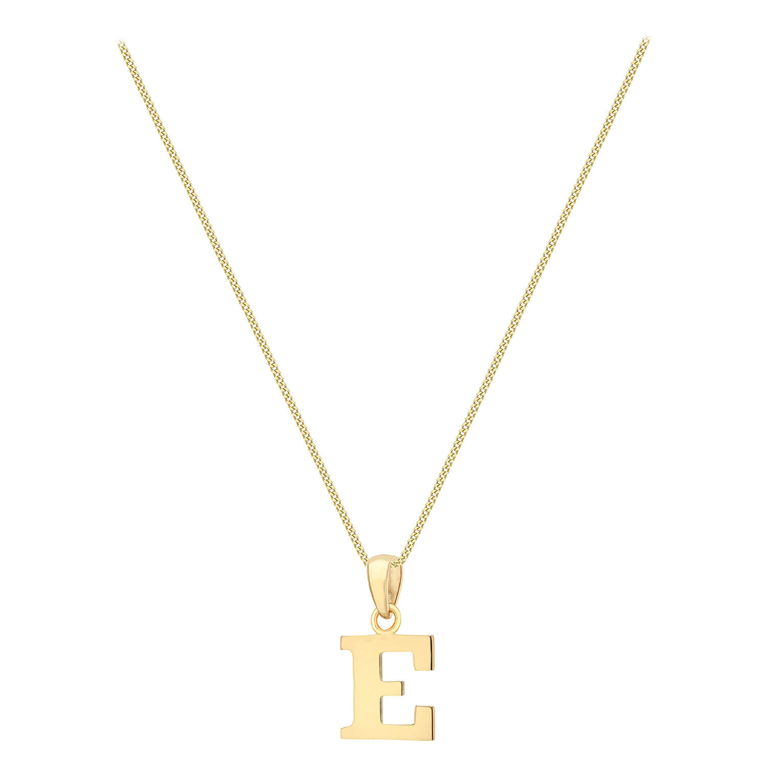9ct Yellow Gold Plain Initial E 16-18 