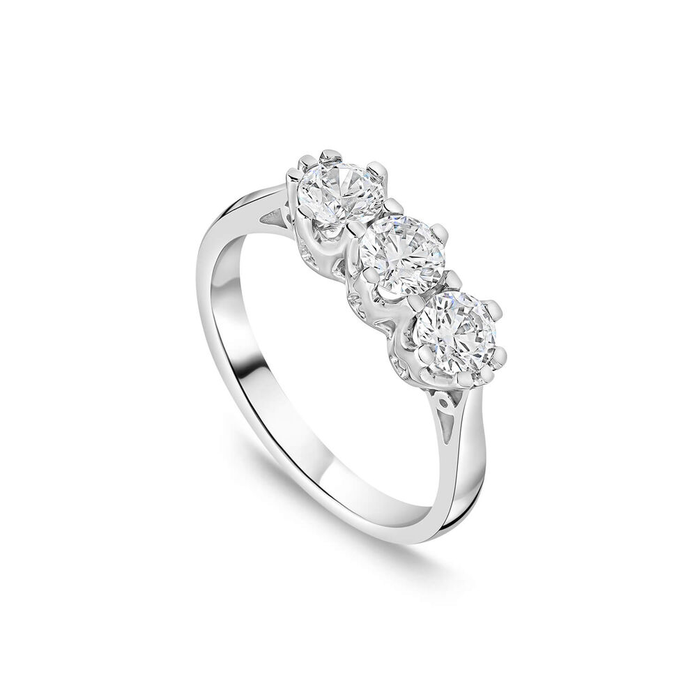 18ct White Gold 1ct 3 Stone Diamond Ring