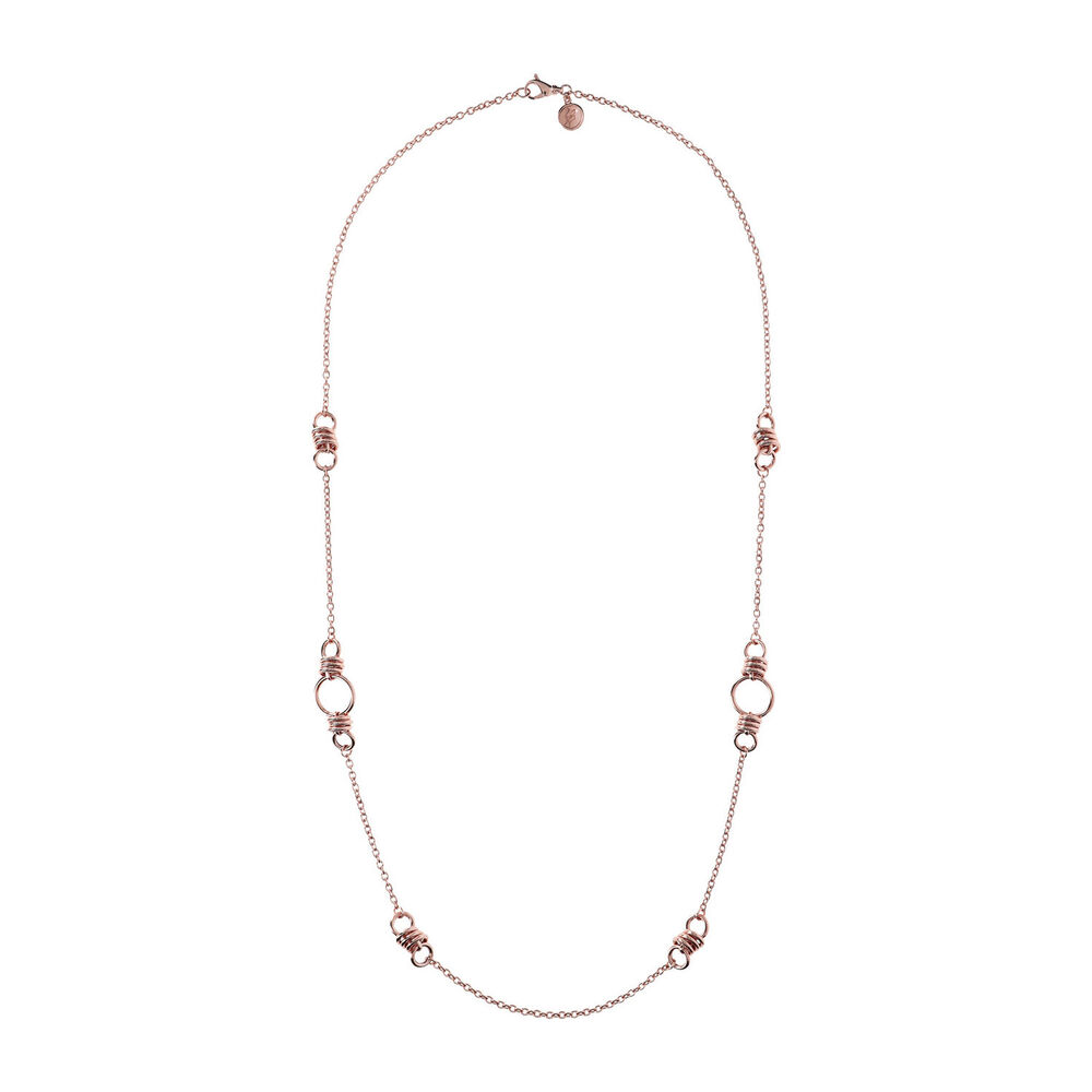 Bronzallure 18ct Rose Gold-Plated Rolo Chain Circle Link Necklet