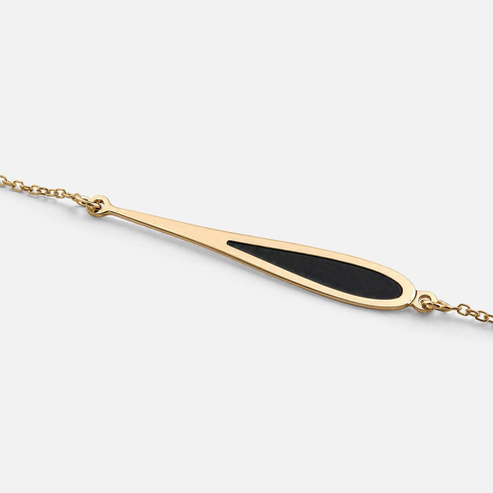 9ct Yellow Gold Black Enamel Teardrop Bracelet