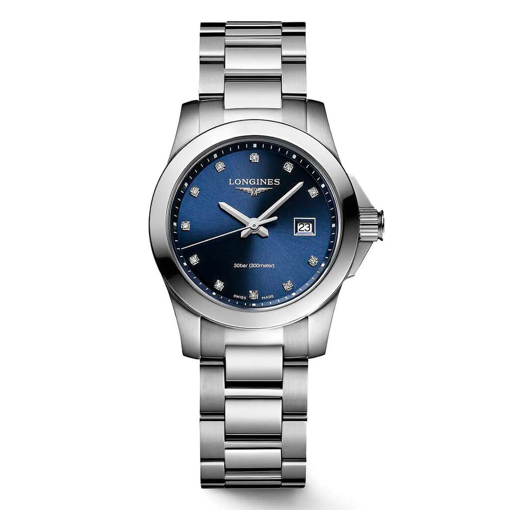 Longines Conquest Blue Dial Stainless Steel 30mm Ladies Watch