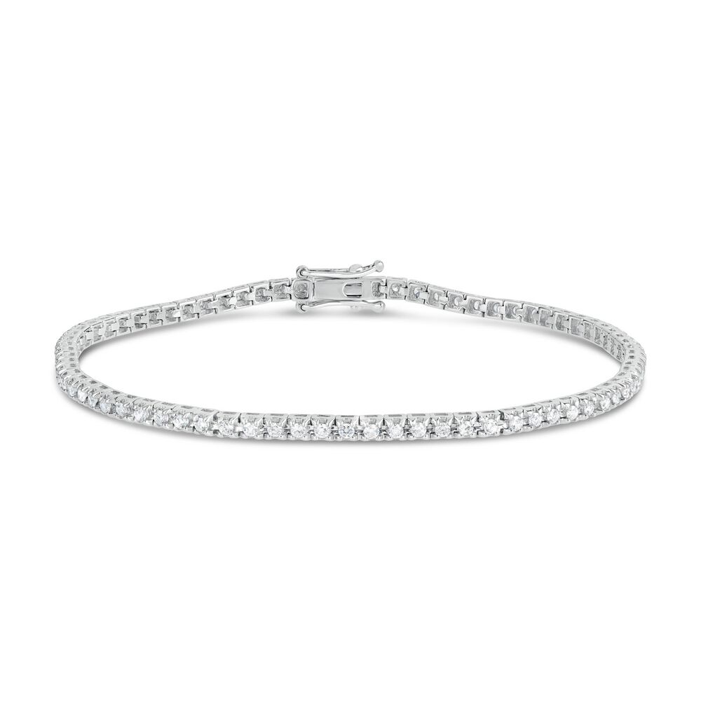 9ct White Gold 1.00ct Diamond Row Tennis Bracelet